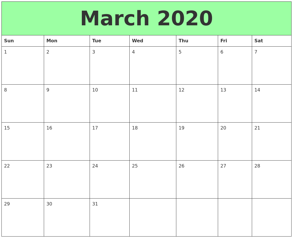 march 2020 printable calendars