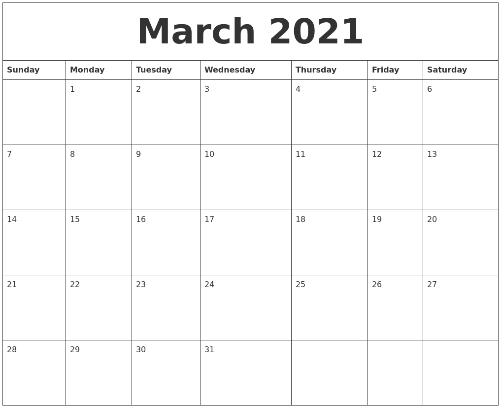 March 2021 Cute Printable Calendar calendar zoom