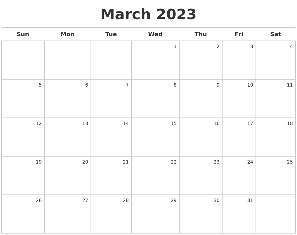 March 2023 Calendar Maker