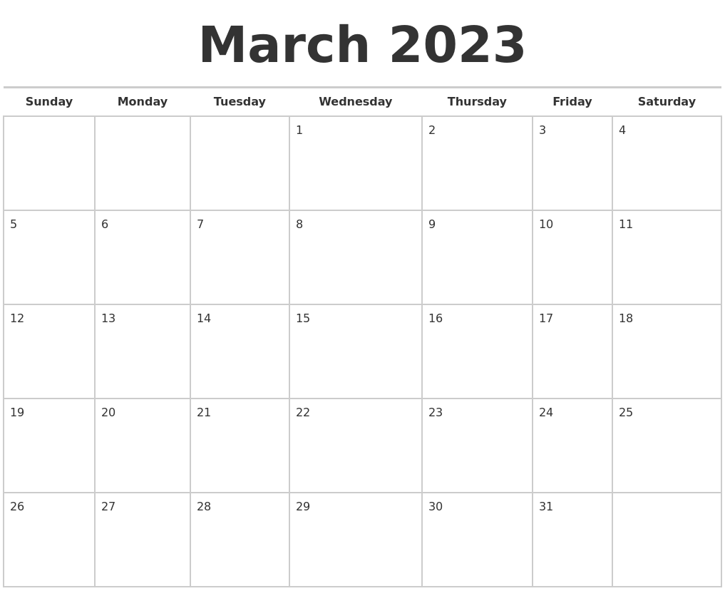 March 2023 Calendars Free