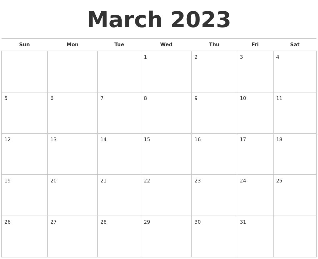 March 2023 Calendars Free