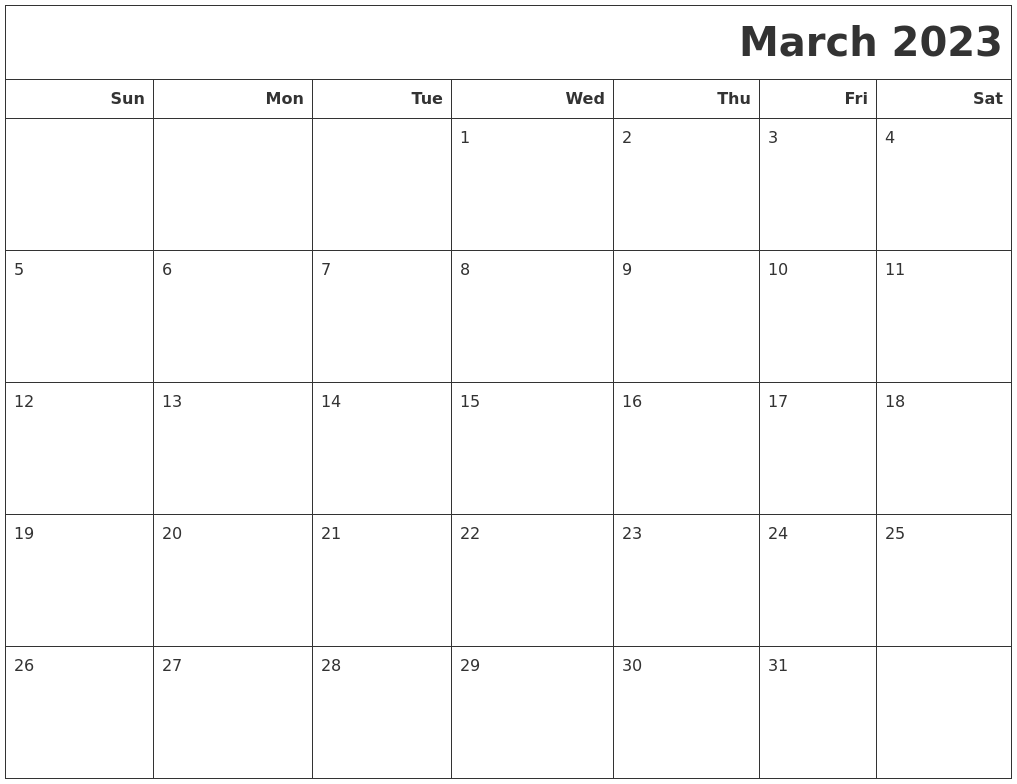March 2023 Calendars To Print