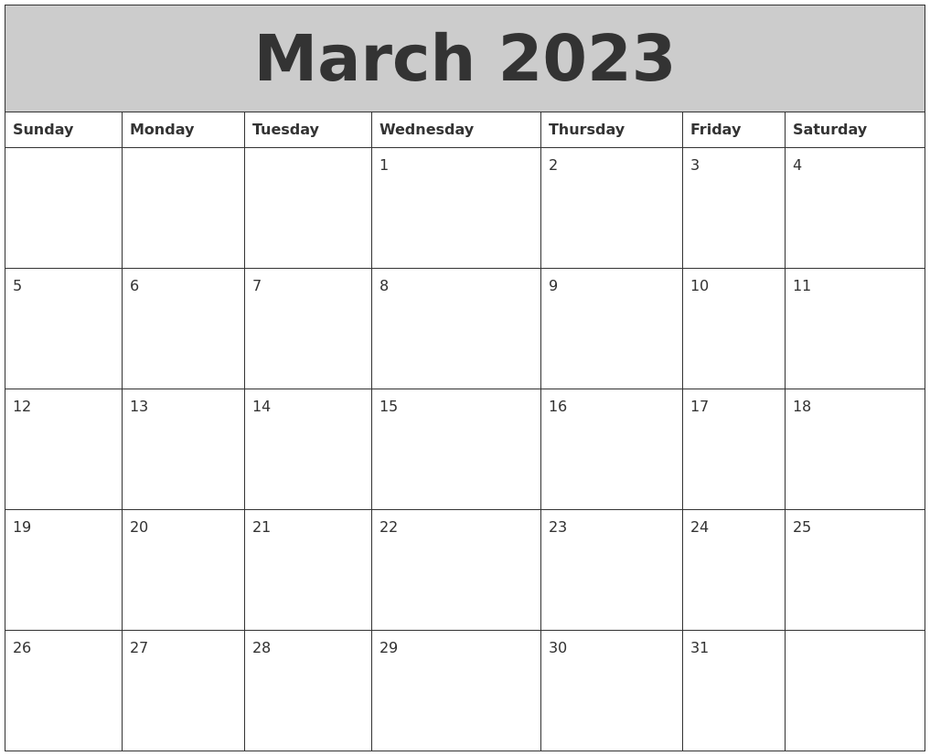 March 2023 My Calendar