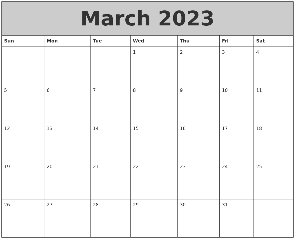 March 2023 My Calendar