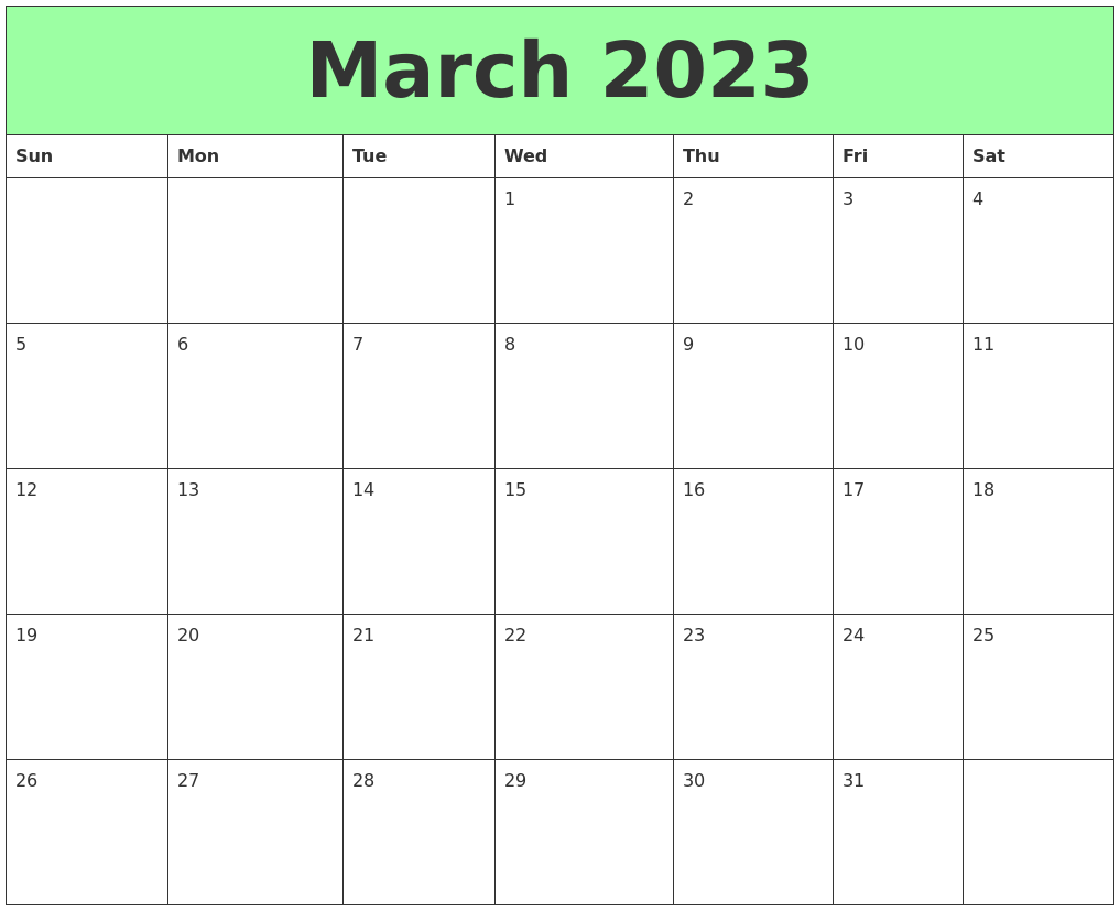 March 2023 Printable Calendars