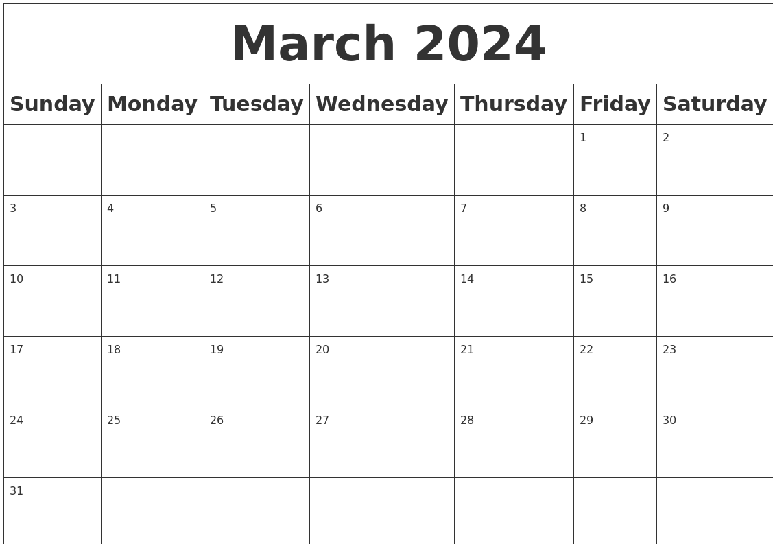 March 2024 Blank Calendar