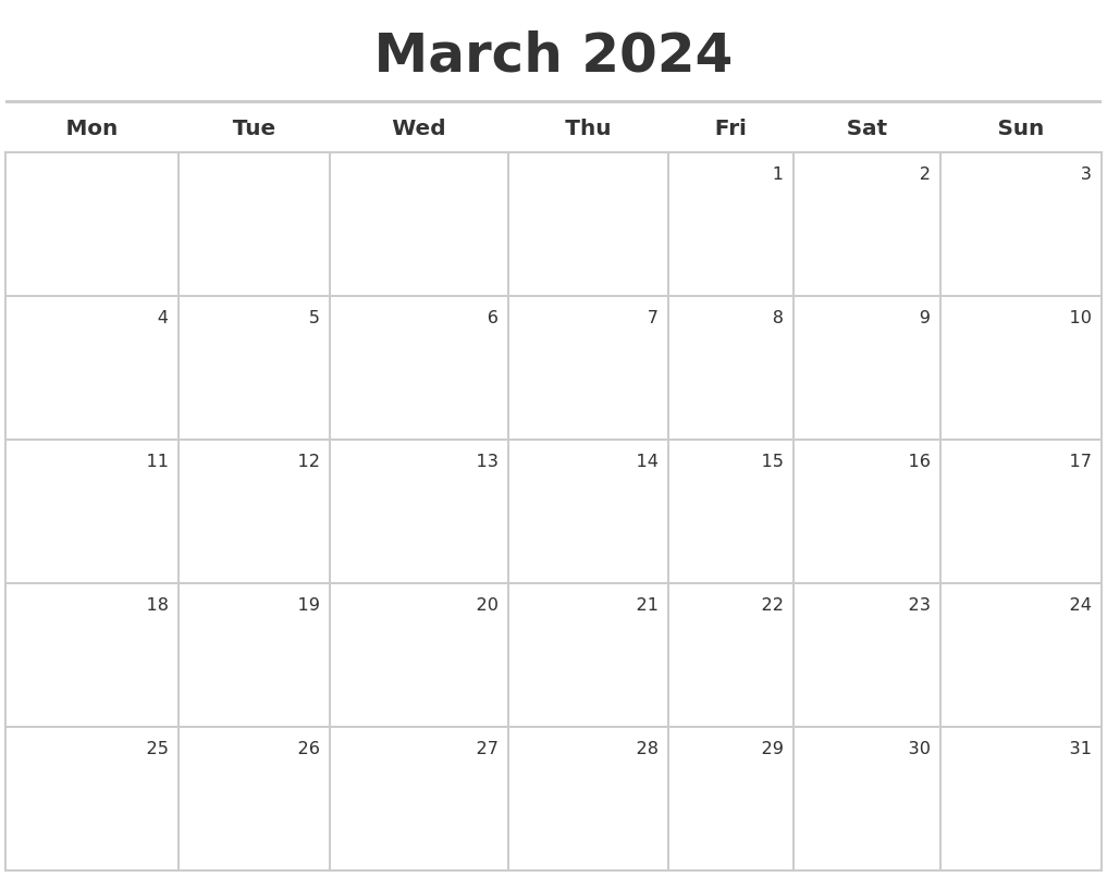 March 2024 Calendar Maker