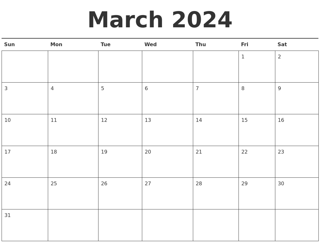 May 2024 Monthly Calendar Template