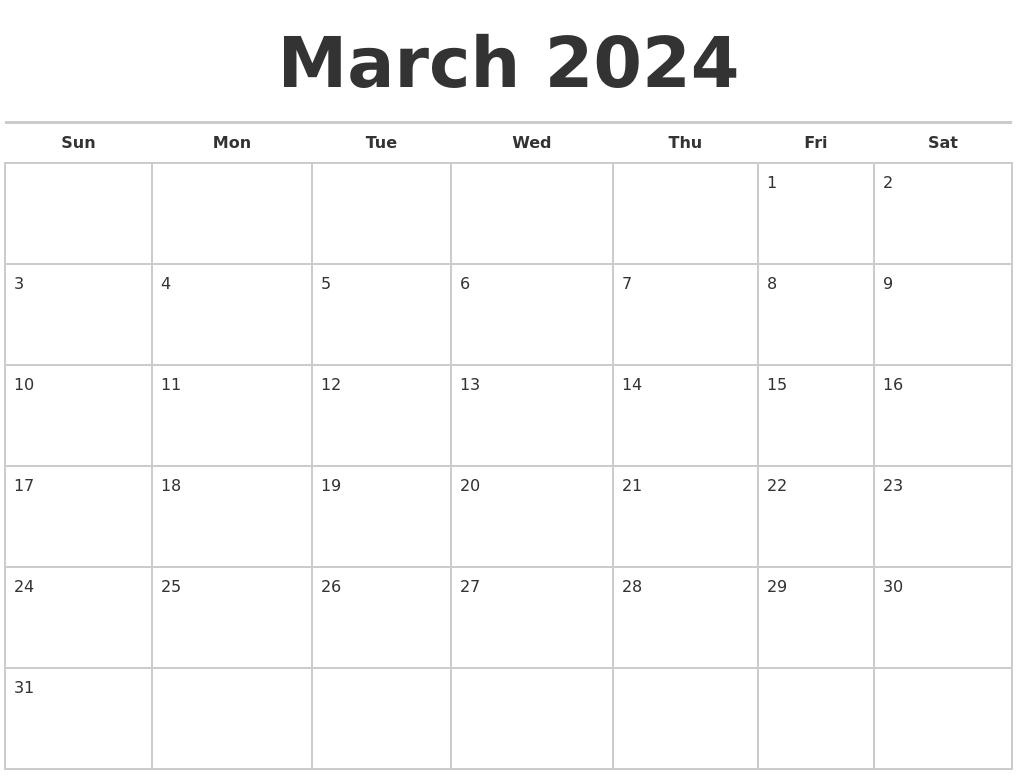 March 2024 Calendars Free