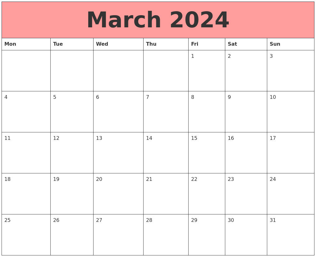 March 2024 Calendars That Work