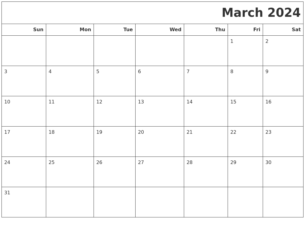 March 2024 Calendars To Print