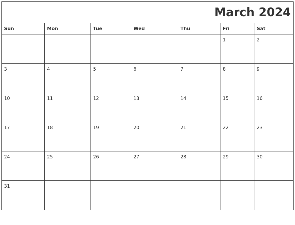 March 2024 Download Calendar