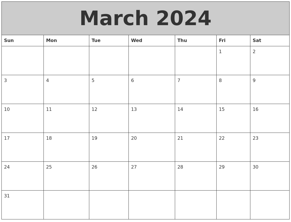 March 2024 My Calendar