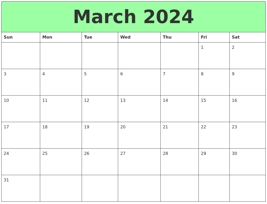 March 2024 Printable Calendars