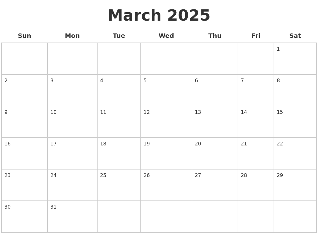 December 2024 Blank Monthly Calendar