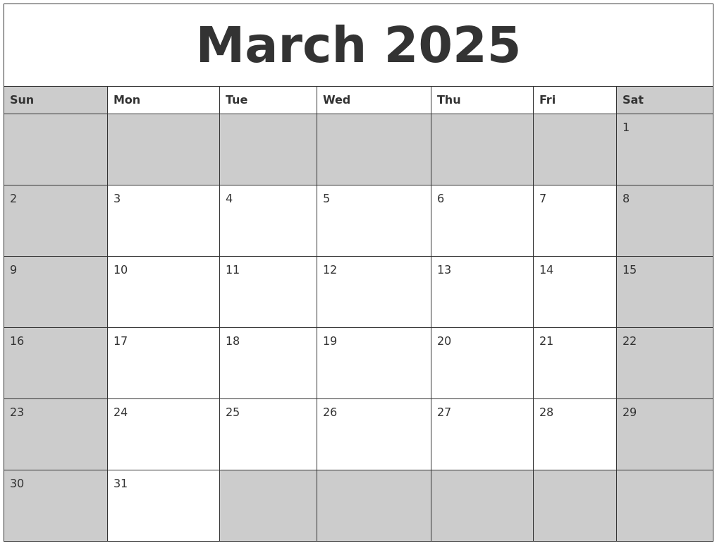 March 2025 Calanders March 2025 Calanders