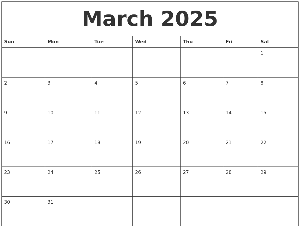 March 2025 Calendar Printable