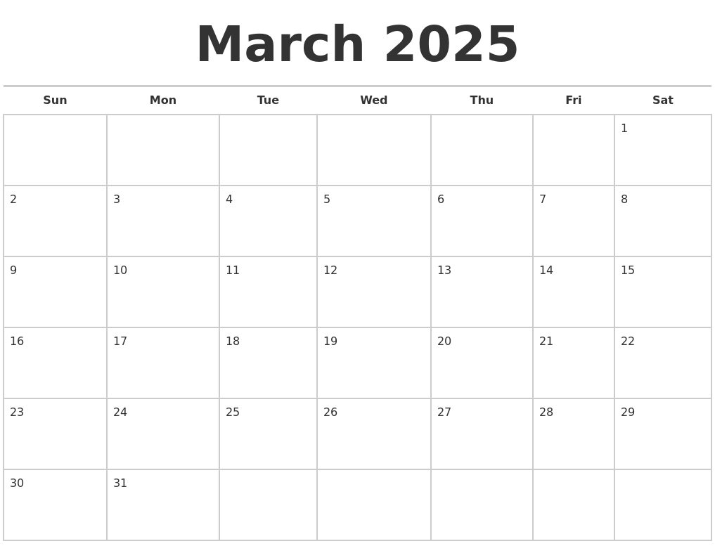 March 2025 Calendars Free