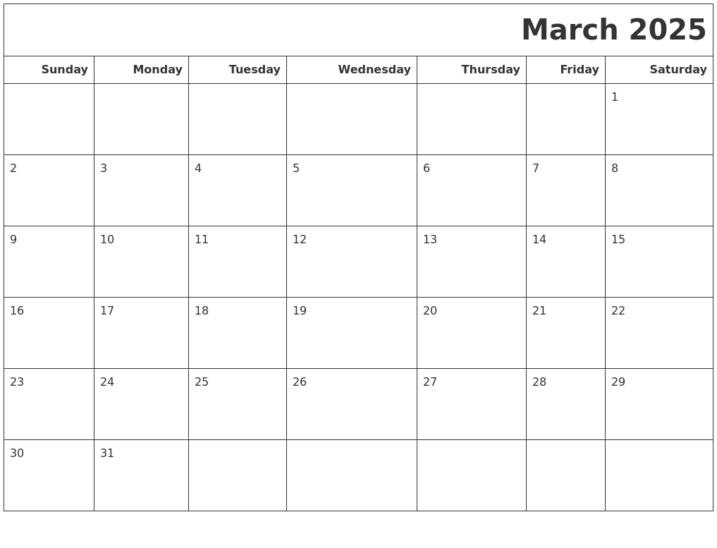 March 2025 Calendars To Print