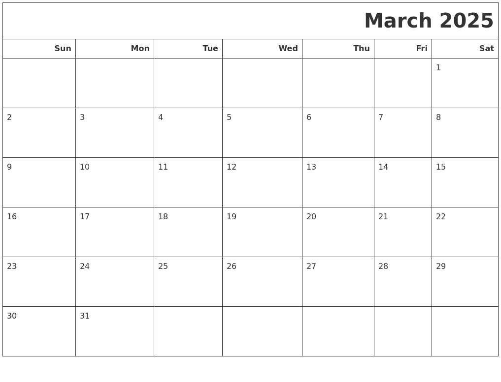 March 2025 Calendars To Print