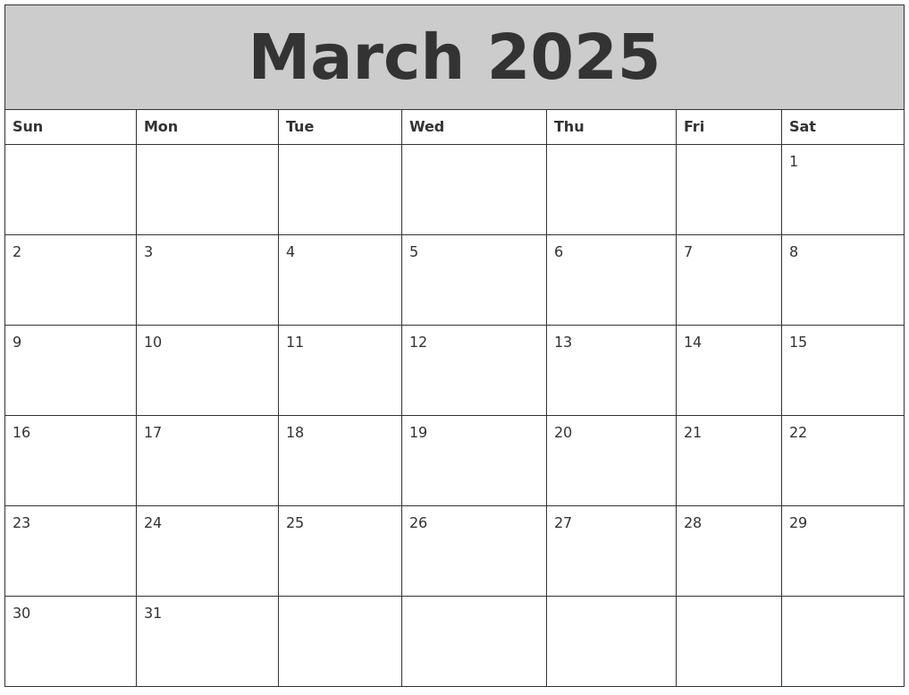 March 2025 My Calendar