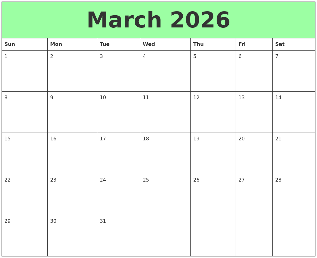 March 2026 Printable Calendars