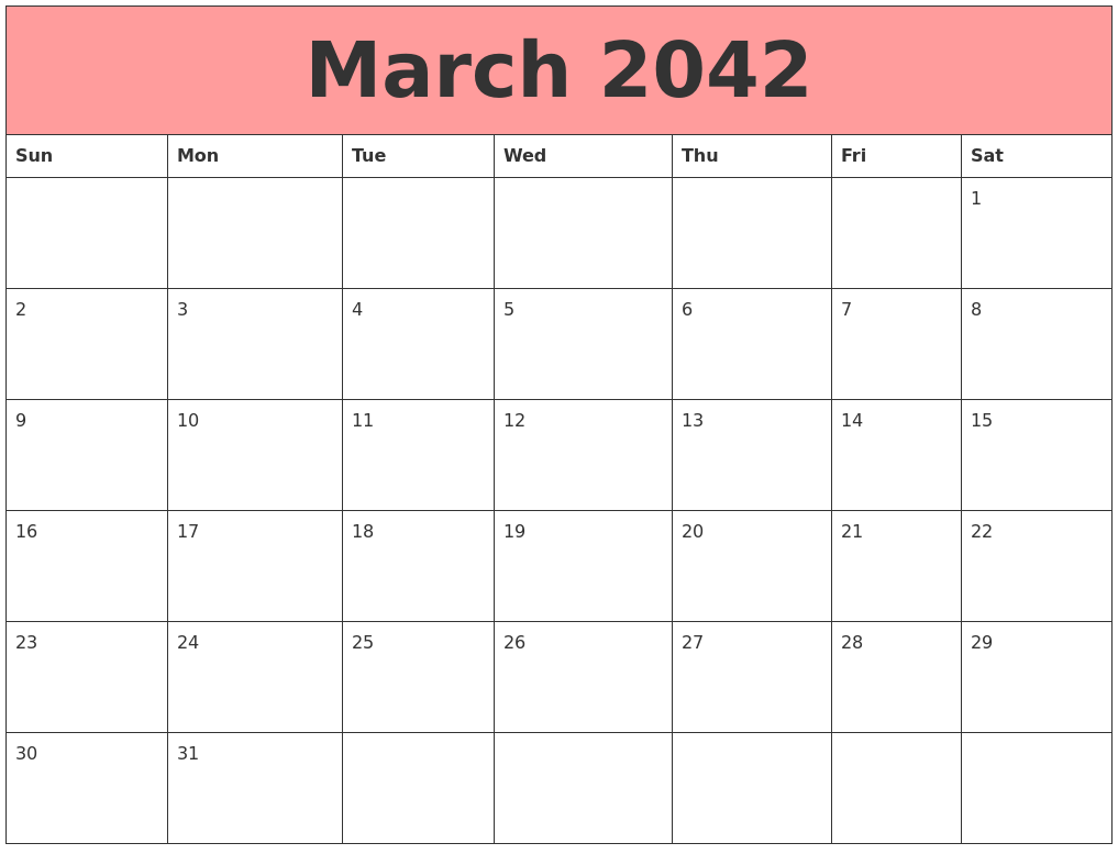 March 2042 Calendars That Work