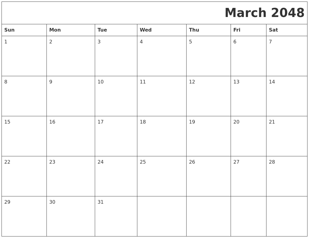 March 2048 Download Calendar