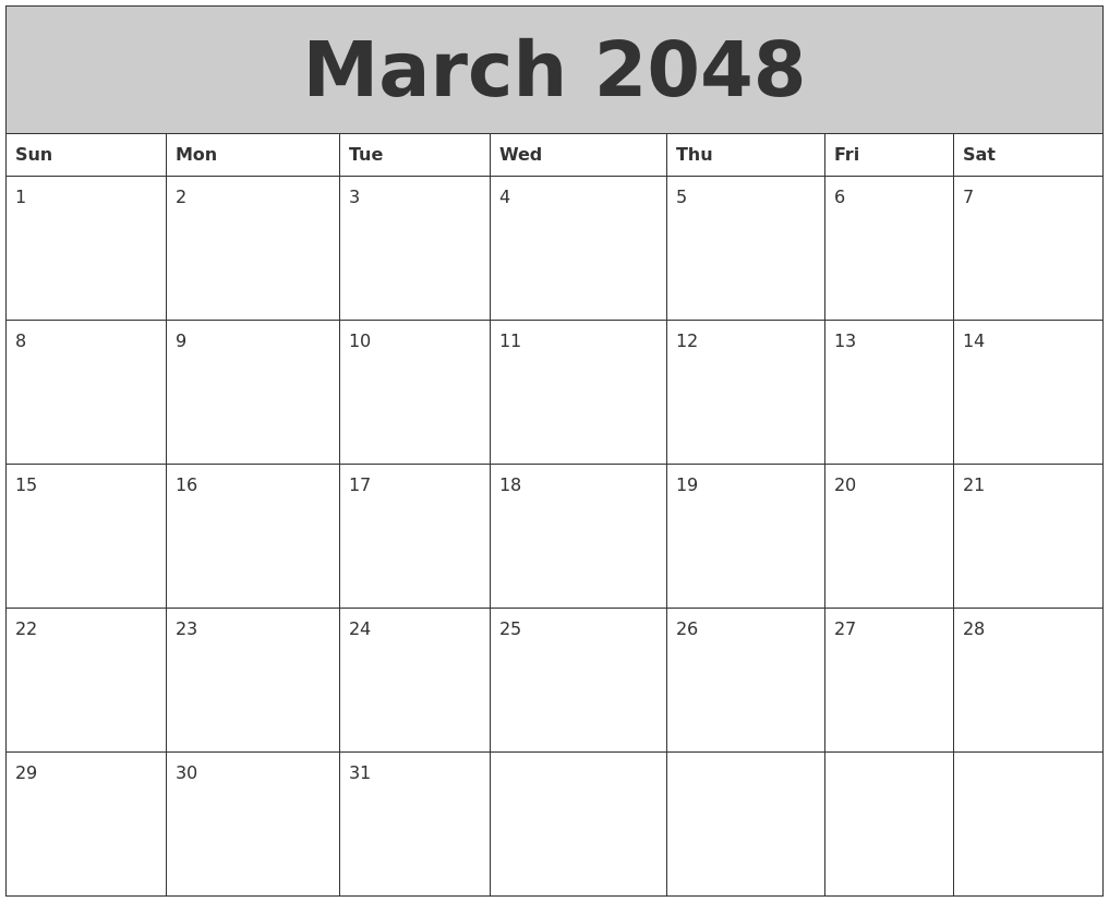March 2048 My Calendar