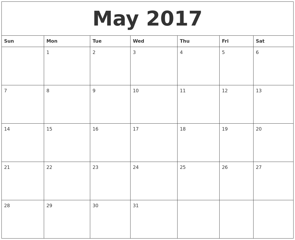 free word calendar 2017