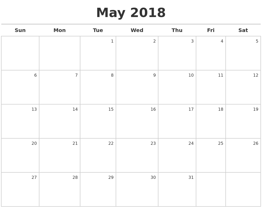 may 2018 calendar maker