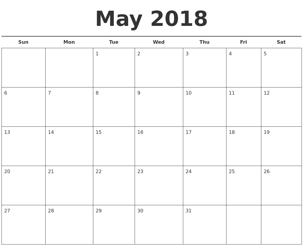 free calendar template may 2018 may 2018 free calendar template free calendar template may 2018 may 2018 free calendar template