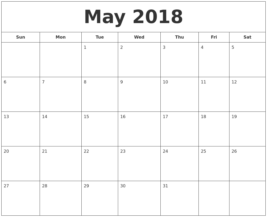 july 2018 blank calendar