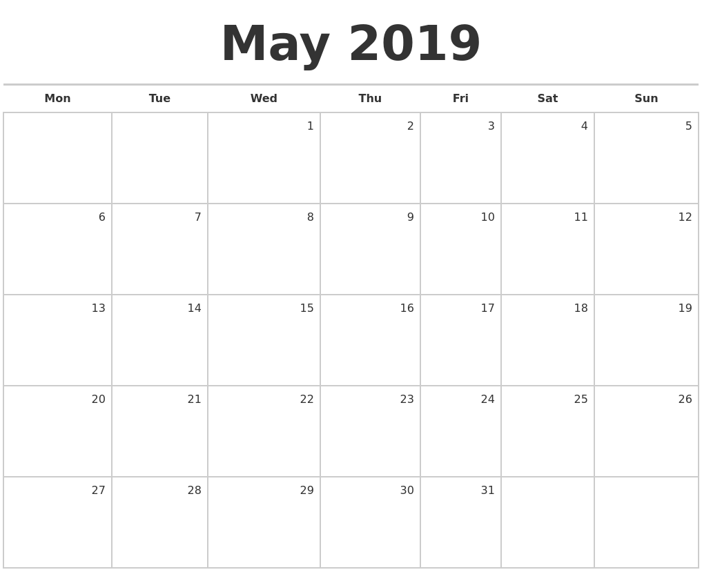 monthly calendar 2019 may 2019 blank monthly calendar monthly calendar 2019 may 2019 blank monthly calendar