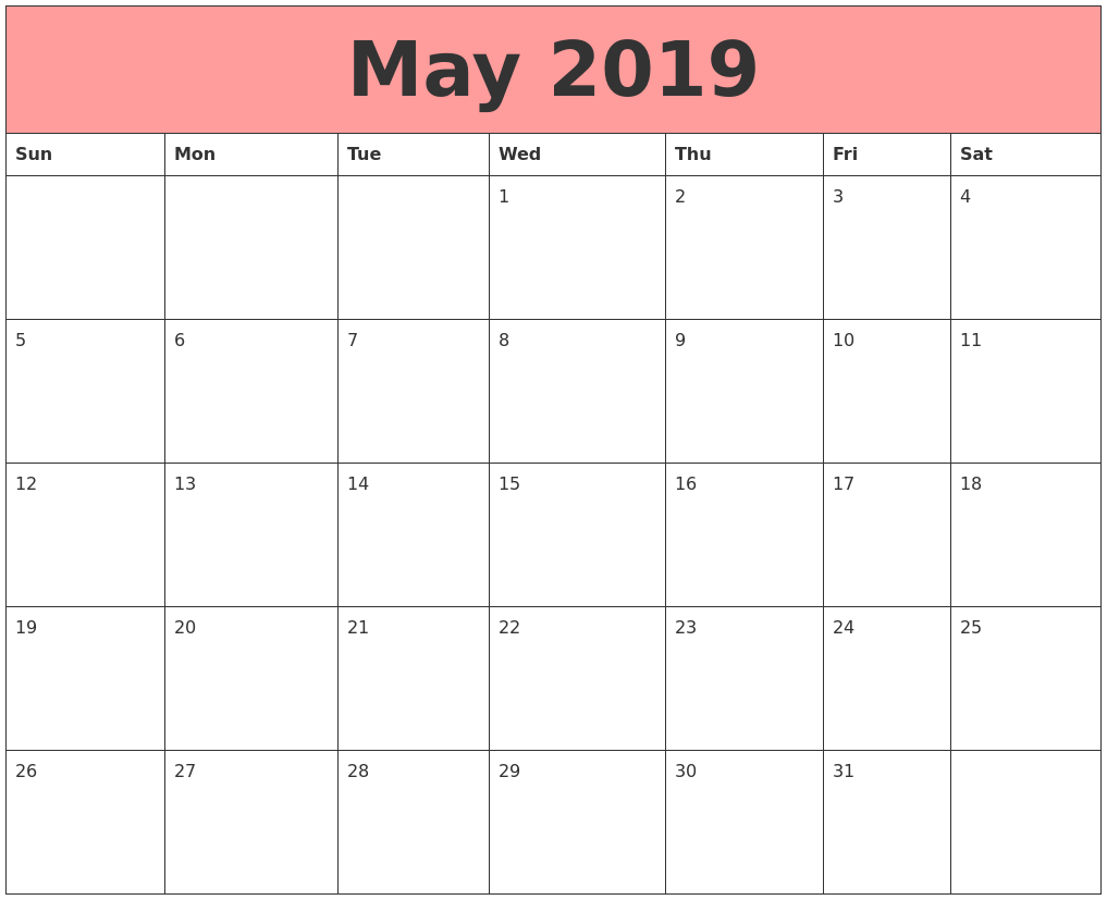 may 2019 calendars that work may calendars