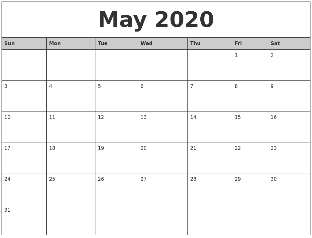 July 2020 Create Calendar