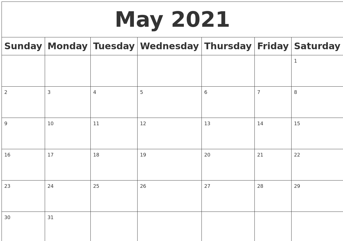 May 2021 Blank Calendar