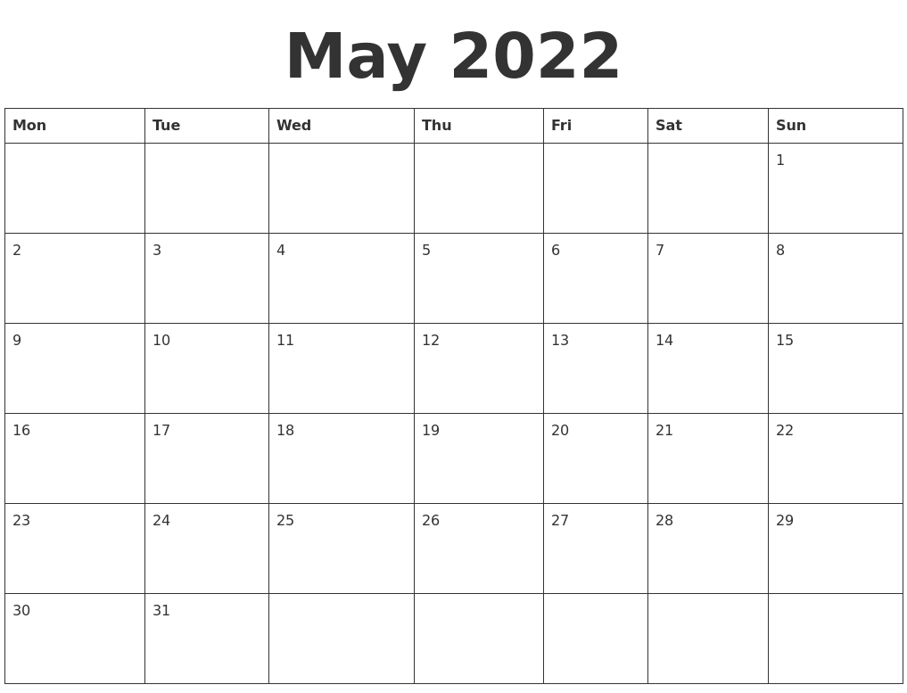 blank may 2022 calendar blank may 2022 calendar