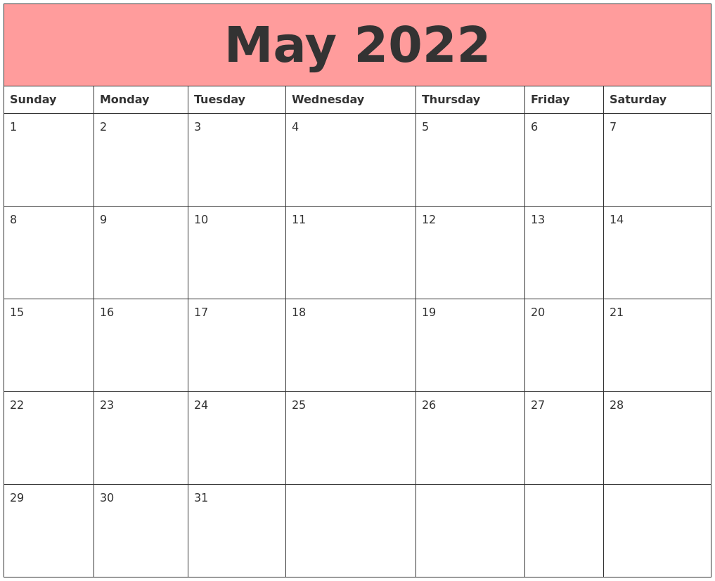 May 2022 Calendars That Work