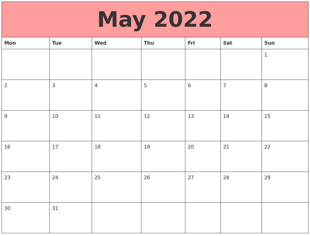 May 2022 Calendars That Work
