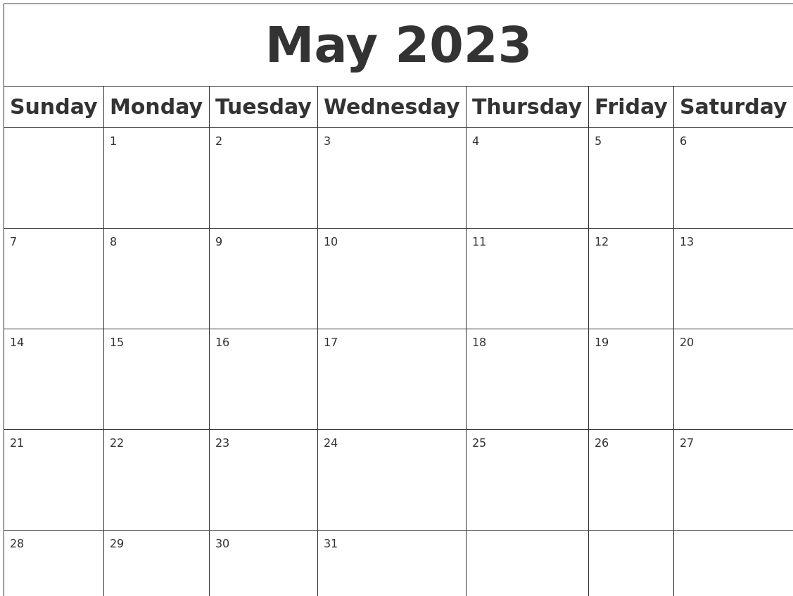 May 2023 Blank Calendar