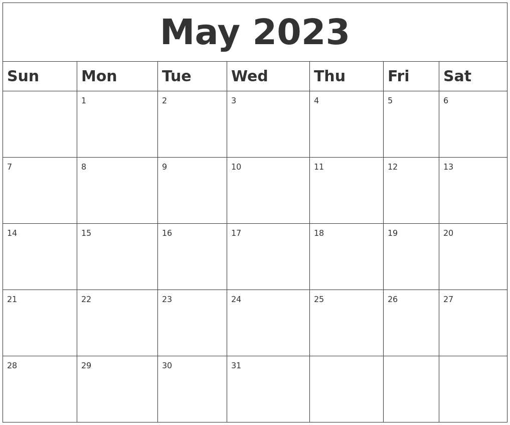 May 2023 Blank Calendar