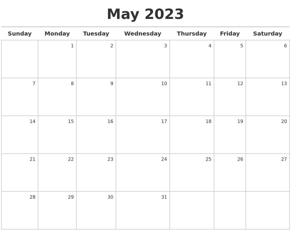 May 2023 Calendar Maker