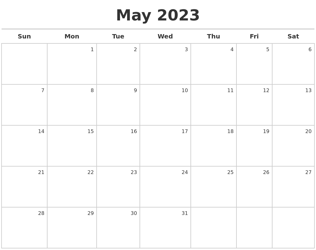 May 2023 Calendar Maker