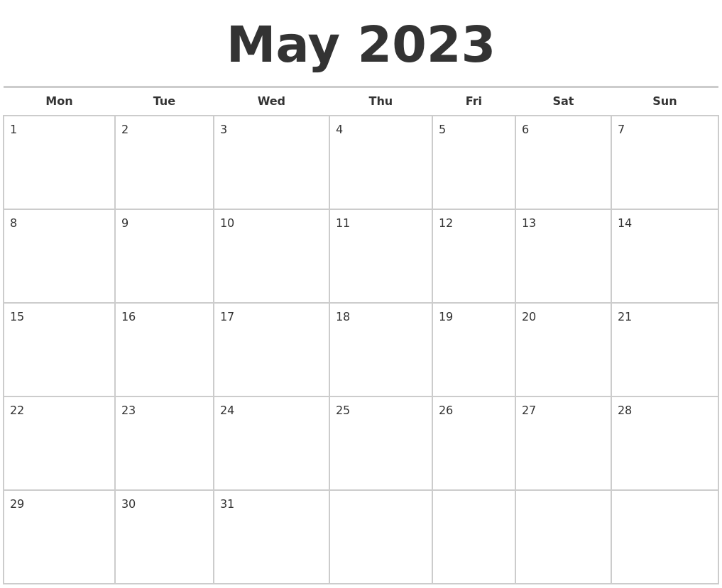 May 2023 Calendars Free