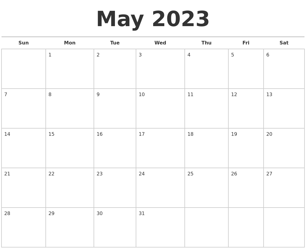 May 2023 Calendars Free