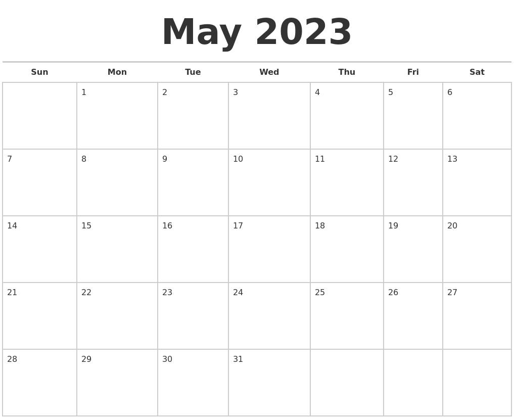 July 2023 Month Calendar