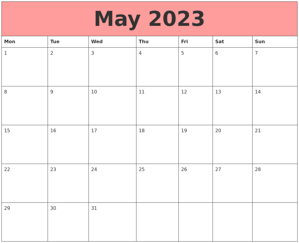 May 2023 Calendars That Work