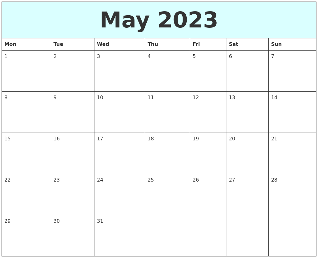 May 2023 Free Calendar