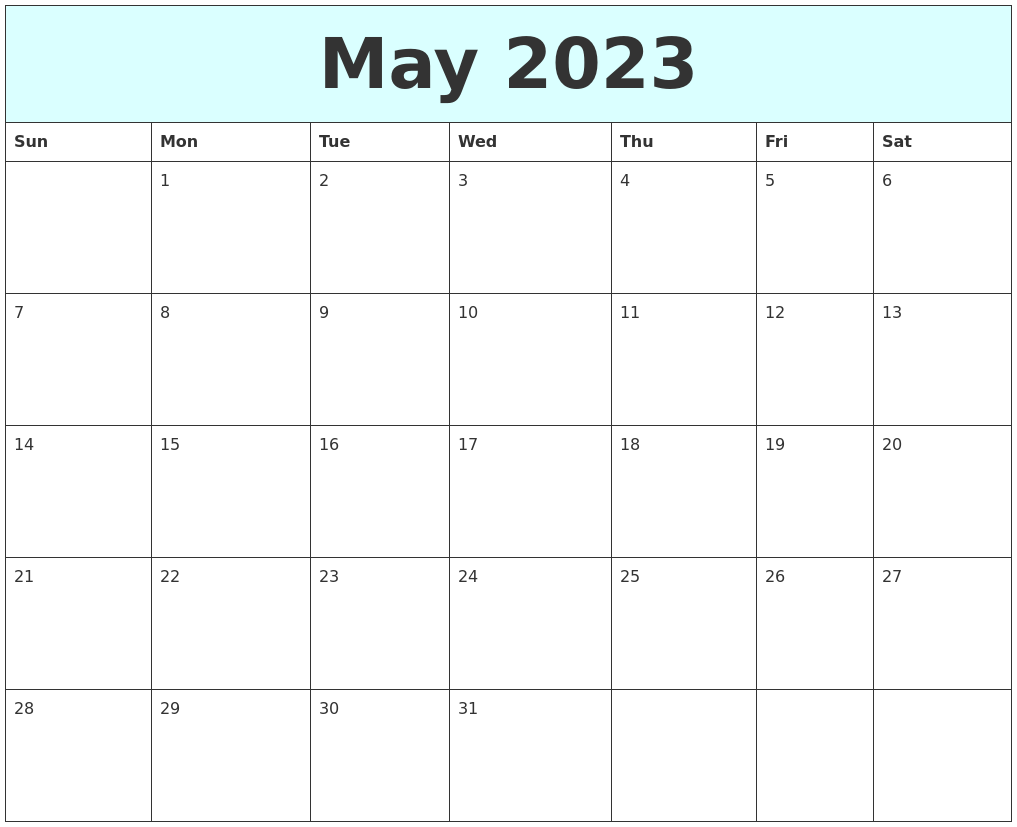 May 2023 Free Calendar